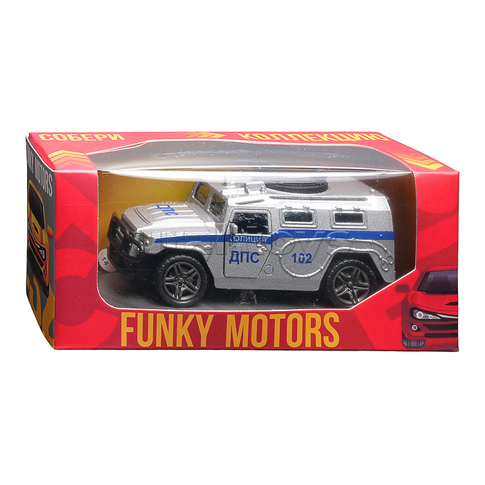 Серебристая инерционная машинка полицейская die-cast , 1:32