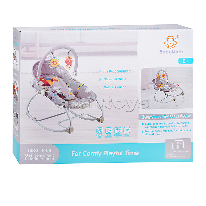 Шезлонг детский "Морской" музыка, вибрация, в коробке