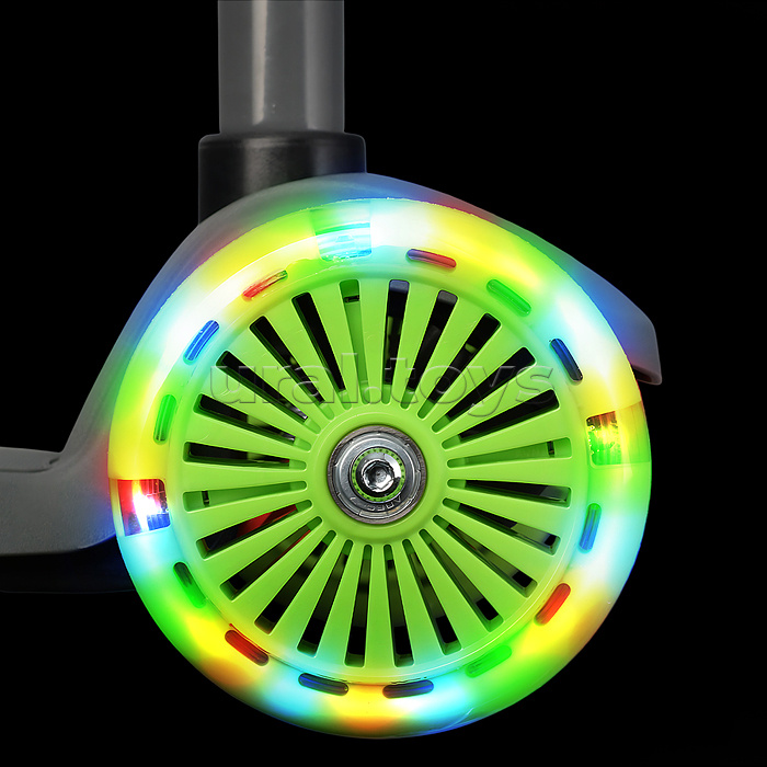 Самокат 3-х колесный ROCKET,колеса PU со светом, ABEC 7, серый