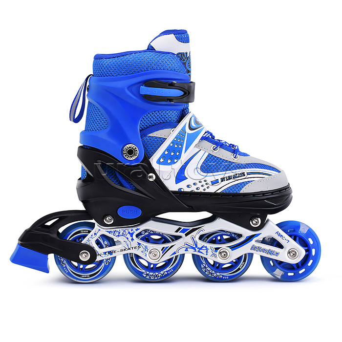 Ролики детские (размер M) с защитой для катания, синий, в коробке