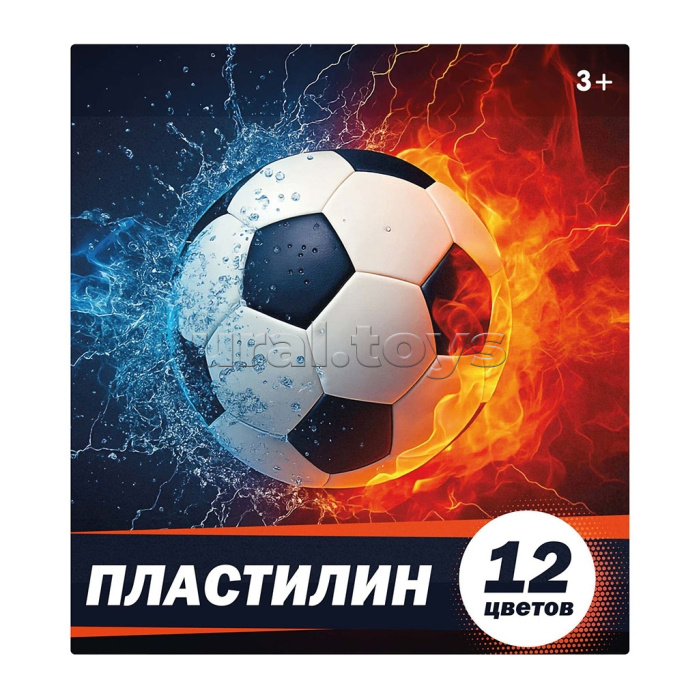 Пластилин 12 цветов "Футбол" 240 гр, стека пластиковая, картонная упаковка