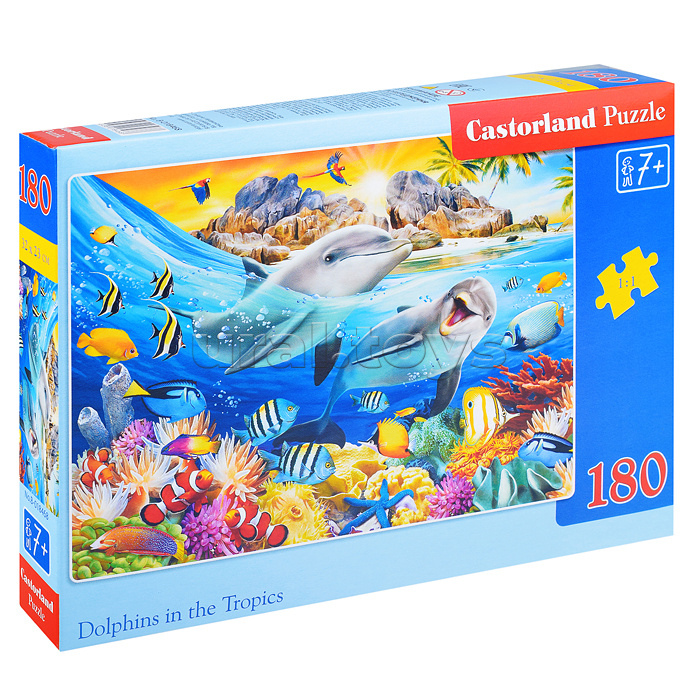 Пазлы 180 "Дельфины в тропиках"