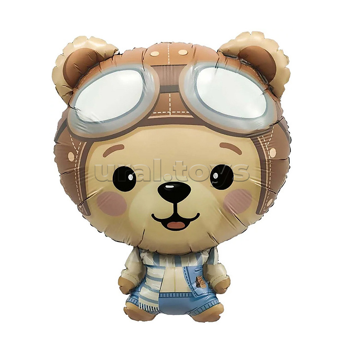 Шар (29''/74 см) Фигура, Мишка Пилот, 1 шт. в уп.