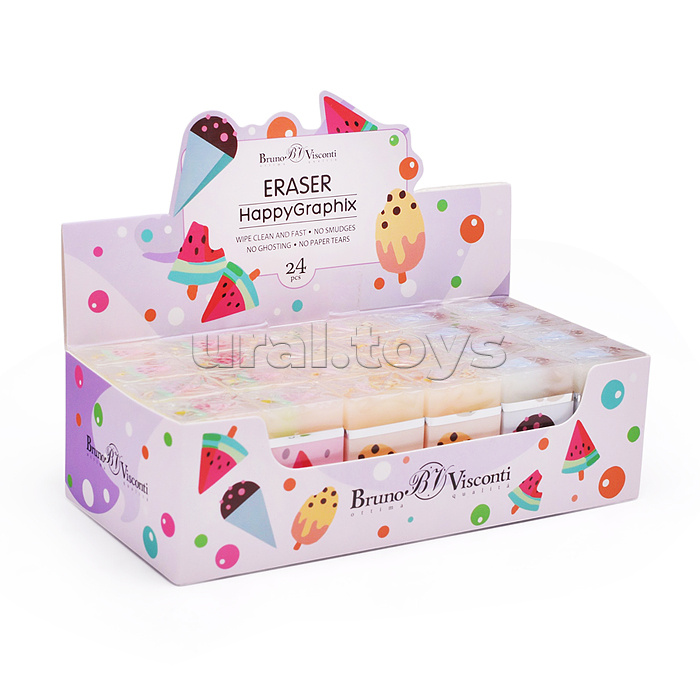 Ластик "HappyGraphix. Пломбирное мороженое" 3 цвета