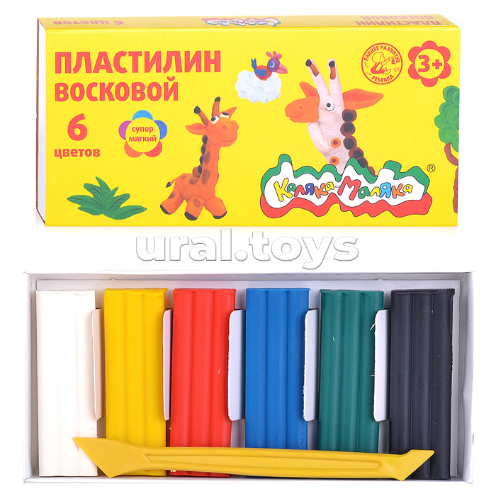 Пластилин восковой 6 цв. 90 г, со стеком Пластилин восковой 6 цв. 90 г, со стеком