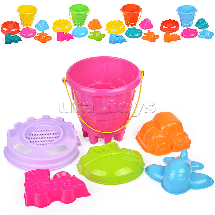 Набор песочный №8 (ведро+фомочки транспорт 4 шт.)