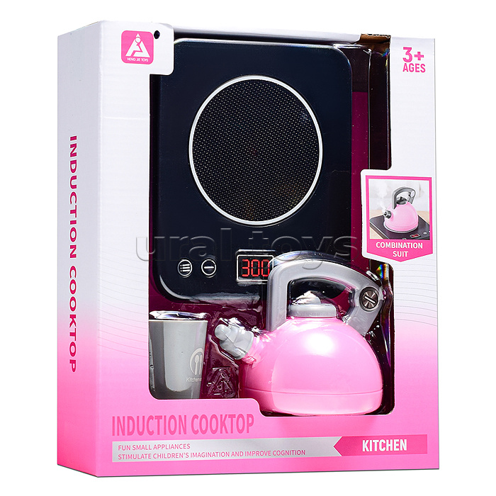 Бытовая техника "Чайник с плитой"в коробке (цвет розовый)