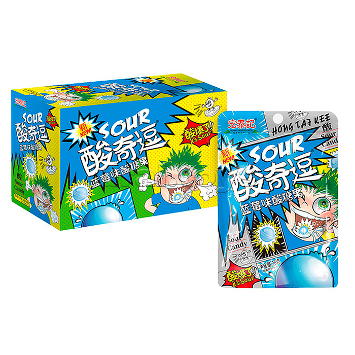 Леденцы кислые Sour Candy Mini 26 г, в пластиковом пакете с подвесом, голубика Леденцы кислые Sour Candy Mini 26 г, в пластиковом пакете с подвесом, голубика