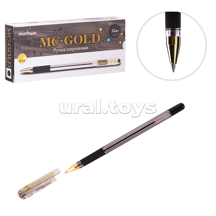 Ручка шариковая "MC Gold" черная, 0,7мм, грип,