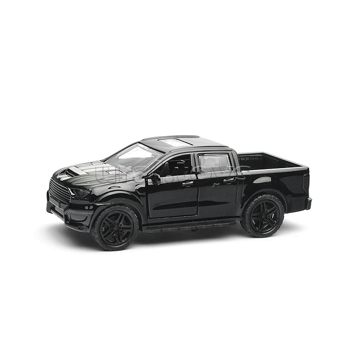Чёрная инерционная машинка Пикап с принтом die-cast, 1:32, открывающиеся двери