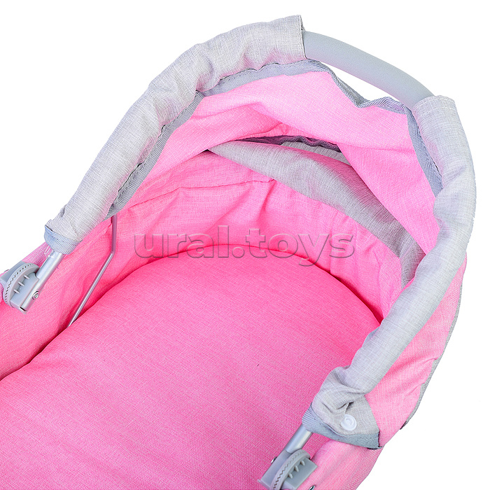 Коляска зима-лето 9636 для кукол, металл. с люлькой-переноской, со сменным коробом, с корзиной, в пакете