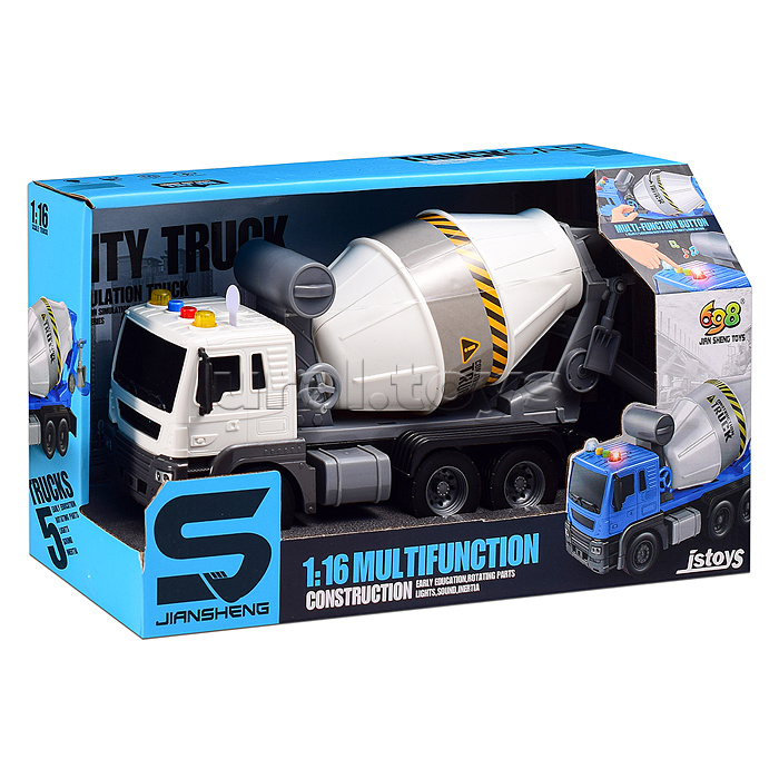 Машина "Бетономешалка" 1:16 (свет, звук) в коробке