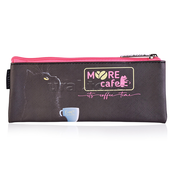 Пенал "MooreCafe" 215x90x10 мм плоский, антивандальная искусственная кожа с тиснением до -40C, отделение на молнии сверху, плоский для 35 предметов, полноцветная печать