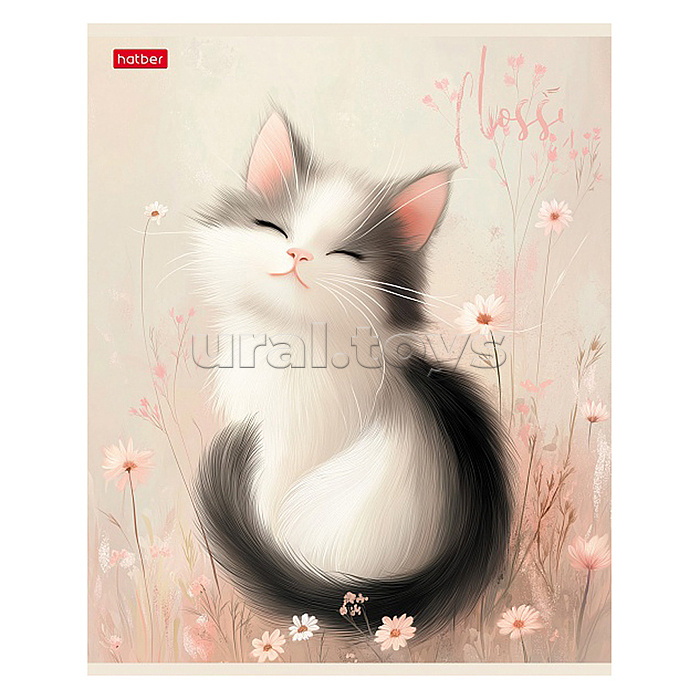 Тетрадь 48л клетка "Flossy" на скобе ламинац. Soft-touch запечатанный оборот и цв. титульный лист