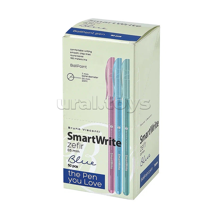 Ручка "SmartWrite Zefir" шариковая 0.5 мм, синяя (3 цвета) Ручка "SmartWrite Zefir" шариковая 0.5 мм, синяя (3 цвета)