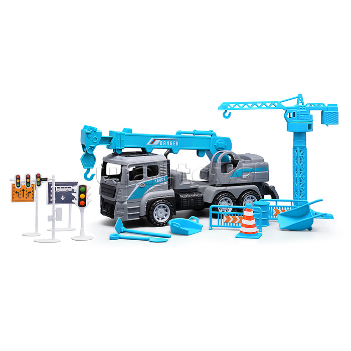 Машина "Кран" с дорожными знаками, в коробке