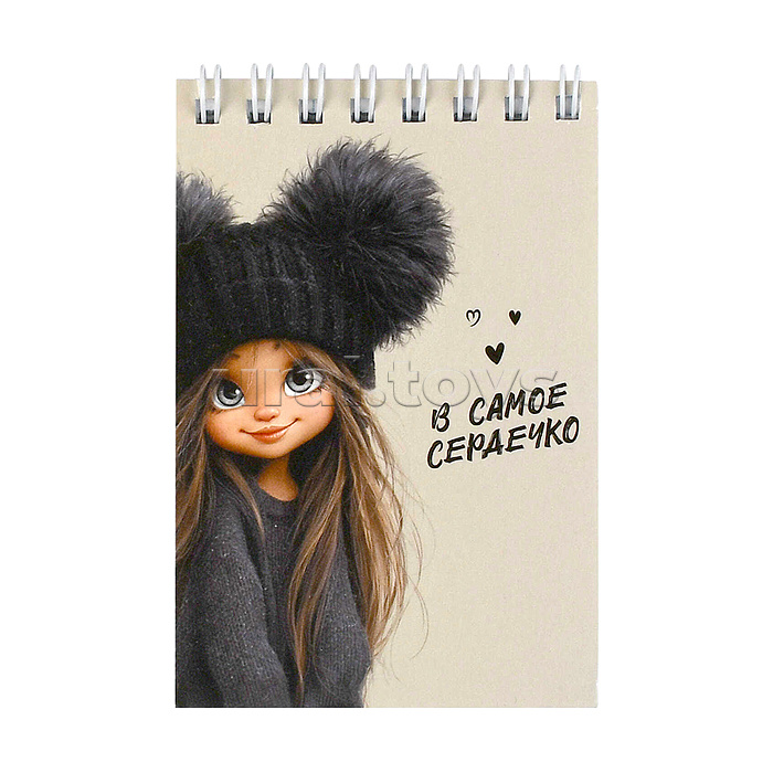 Блокнот А7 40л."Девочка в шапке" 65 г/м², клетка