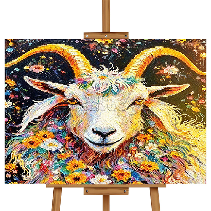 Мозаика алмазная "Козлик в цветах" 30*20 см.