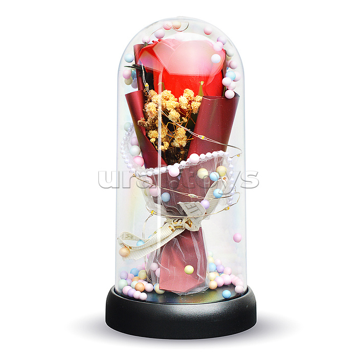 Светильник "Необыкновенная роза" в коробке (красный)