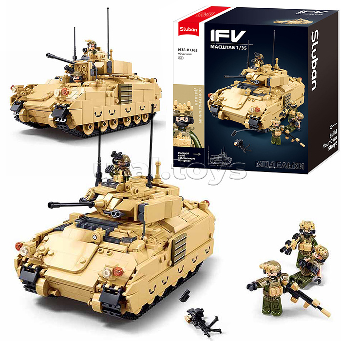 Конструктор "БМП Бредли с фигурками военных" (905 дет.)  в коробке