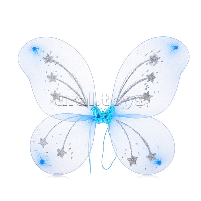 Набор "Крылья карнавальные" Фея (ободок, крылья, палочка, юбка) голубой, в пакете