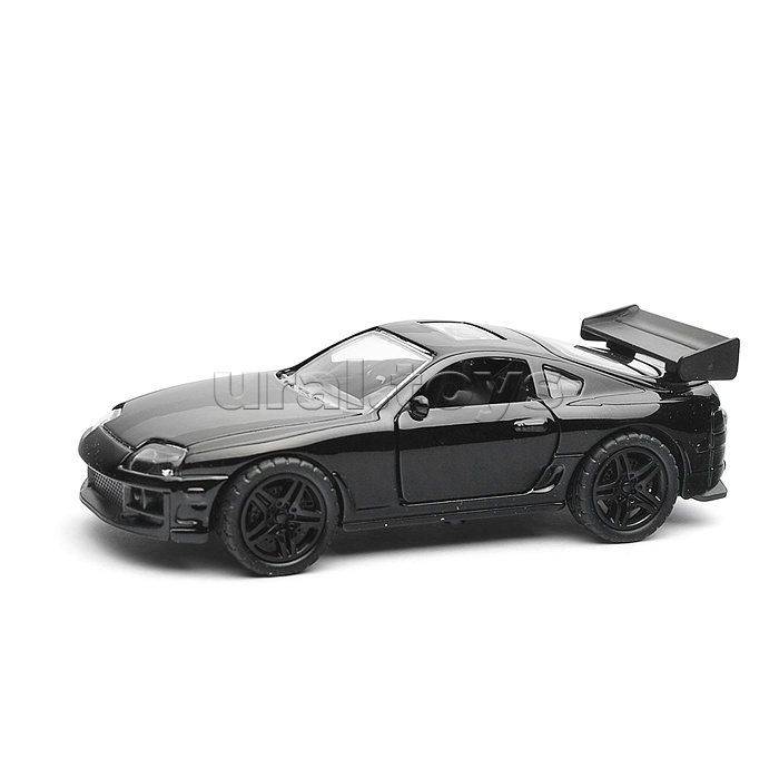 Чёрная инерционная машинка Олдскул со спойлером, die-cast, 1:32, открывающиеся двери