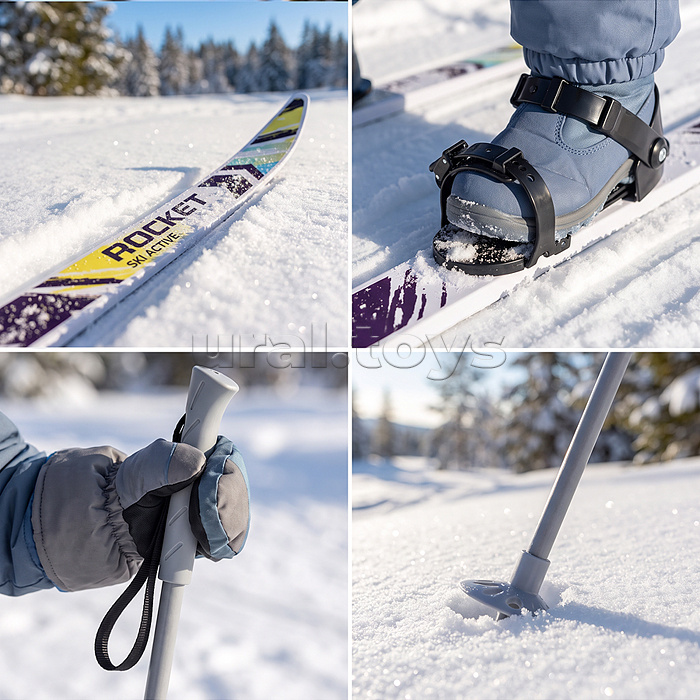 Комплект лыжный подростковый ROCKET SKI AKTIV, лыжи 140 см, палки 105 см