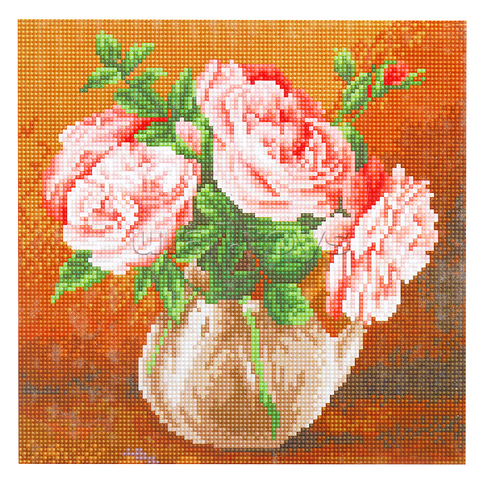 Алмазная мозаика 30х30 "Бузин. Случайный букет" (25 цветов)