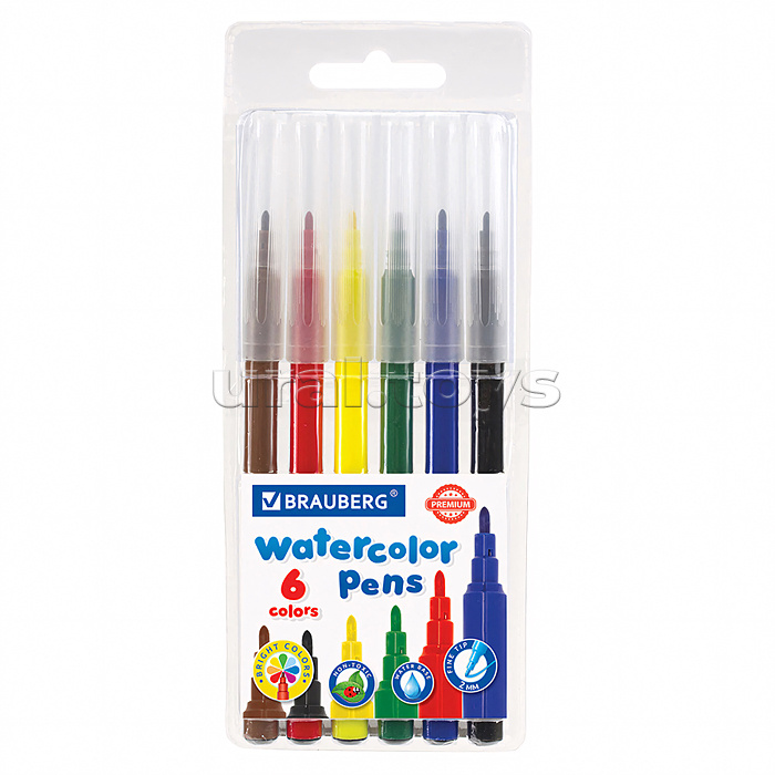 Фломастеры "Premium" 6 цветов, Классические, вентилируемый колпачок, ПВХ-упаковка с европодвесом