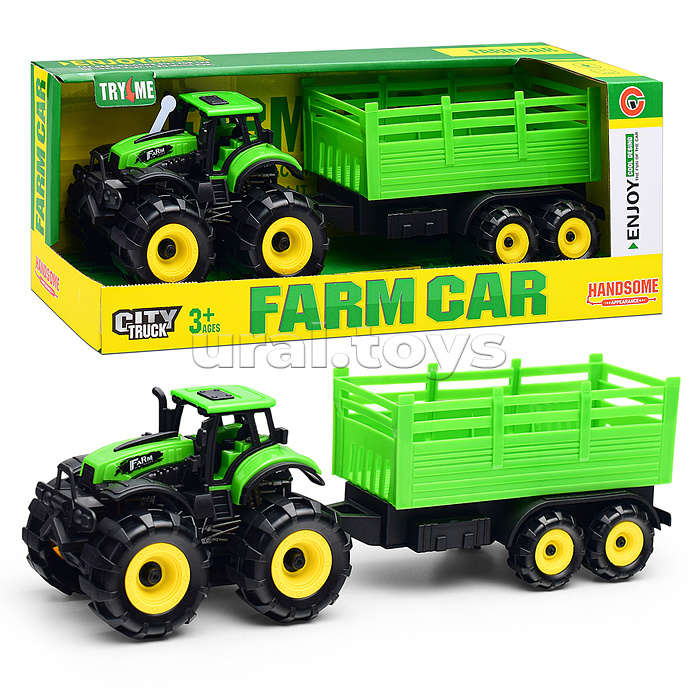 Трактор "Веселая ферма" с прицепом, в коробк