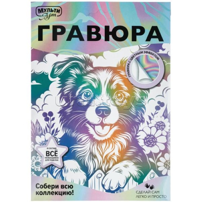 Гравюра эффект белая 18*24 см "Веселый друг"