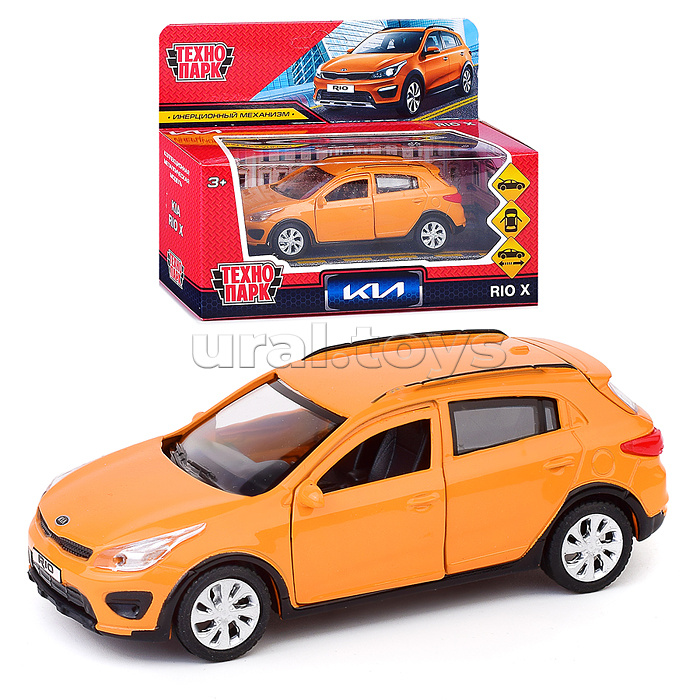 Машина металл KIA RIO X 12 см (двери, багаж, оранжевый) инерц, в коробке