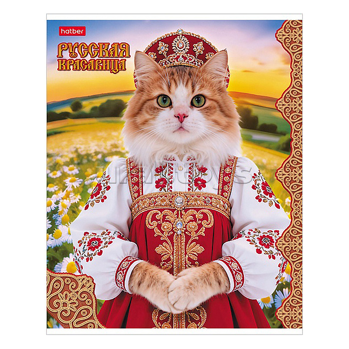 Тетрадь 48л клетка "Русская красавица" 60-65г/кв.м на скобе Обл. мел.картон скругл.углы
