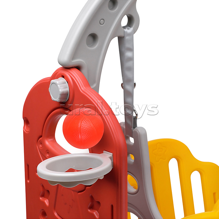 Комплект детский "Космический стиль" (горка и качель) цвет красный.