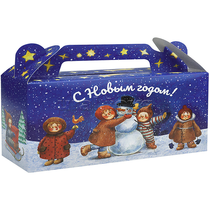 Коробка для конфет Сундучок "Дети играют в снегу" 500г