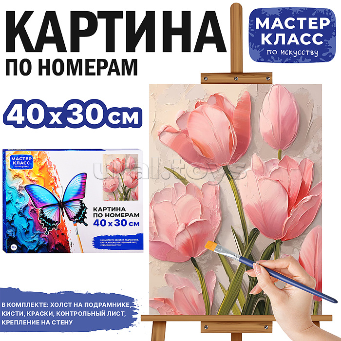 Набор для рисования "Картина по номерам 30х40см. Распуспукающиеся тюльпаны"