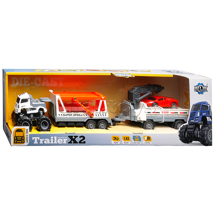 Машина "Большой прицеп эвакуатор" 1:43 в коробке