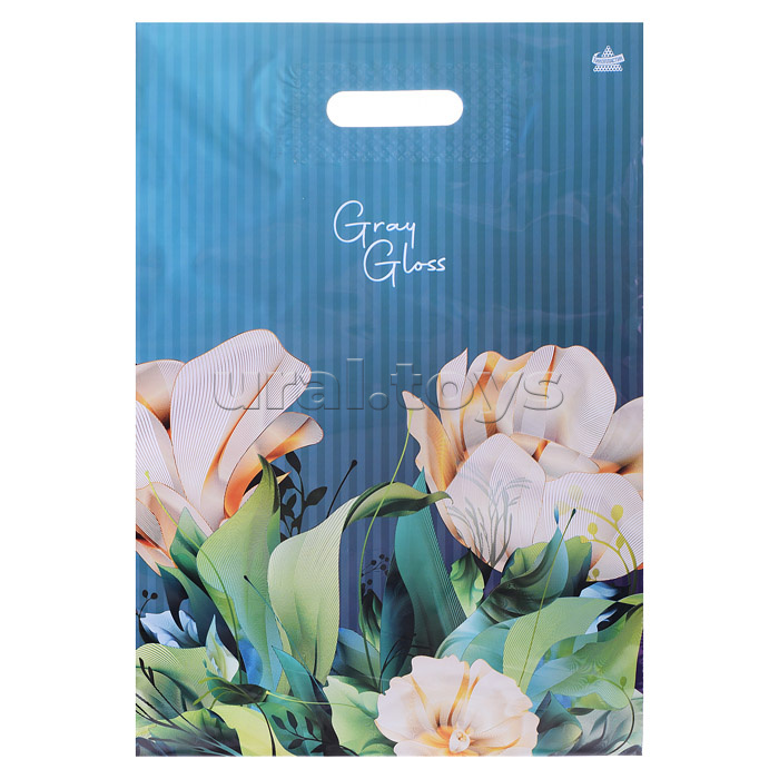 Пакет "Грэй Глосс Цветы" пакет вырубной (430х315х0,050 мм.)