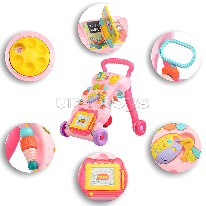 Игровой центр-Каталка "Веселые шаги" розовый, в коробке