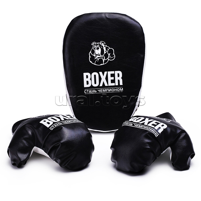 Боксерский набор №7 (лапа и перчатки) черный