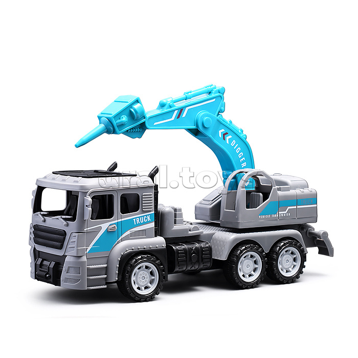 Машина "Строительные работы" с дорожными знаками, в коробке