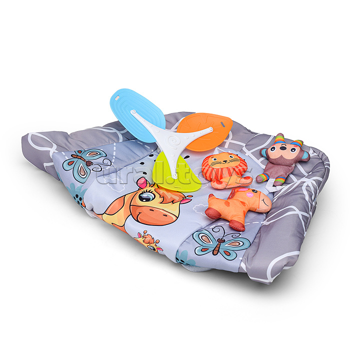 Шезлонг детский 8584 "Жирафик" в коробке (серый)