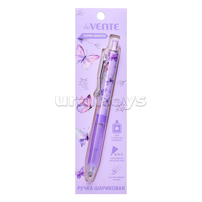 Ручка шариковая автоматическая "Aroma Perfume" d=0,7 мм, ультра гладкое письмо, пластиковый корпус с клипом и ароматизированным каучуковым держателем с цветочными нотками, цвет чернил синий, в блистерной упаковке