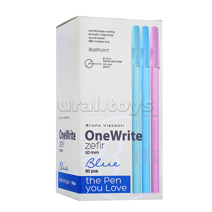 Ручка "OneWrite Zefir" шариковая 1.0 мм, синяя (3 цвета) Ручка "OneWrite Zefir" шариковая 1.0 мм, синяя (3 цвета)