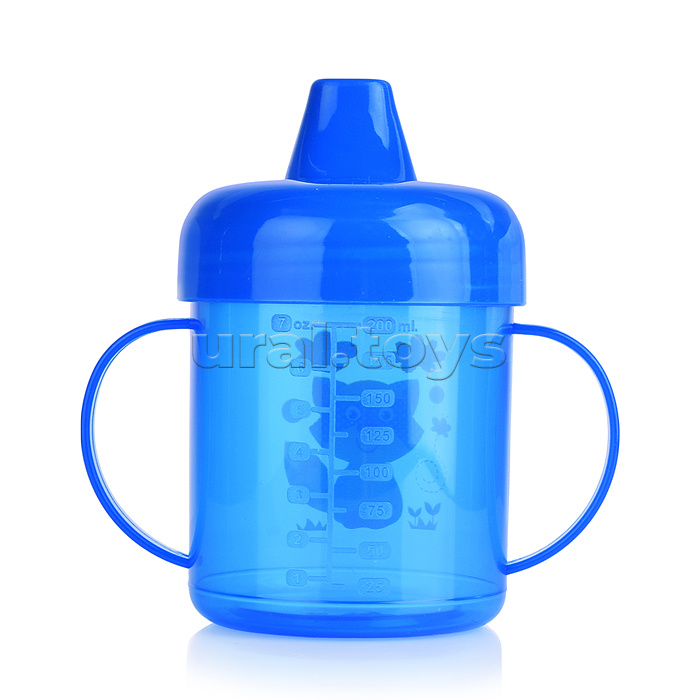 Поильник-непроливайка с жестким носиком, с ручками, ассорти, 200 мл, 5+, 1шт.