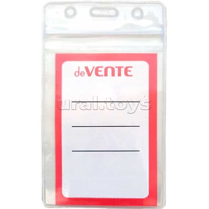 Бейдж 70x120 мм, вертикальный, ПВХ 280 мкм, прозрачный, на молнии