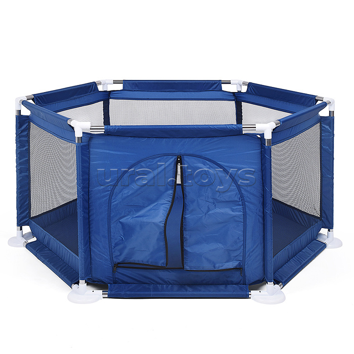 Манеж детский шестигранный (113*130*65) цвет синий в пакете