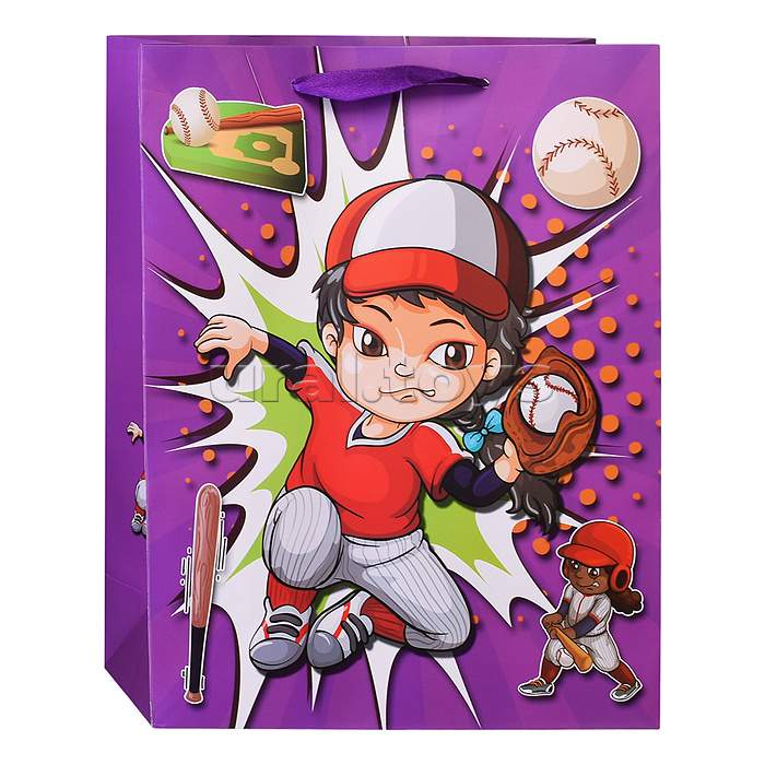 Пакет подарочный "Спортивные детки" 26*32*10,5 см.