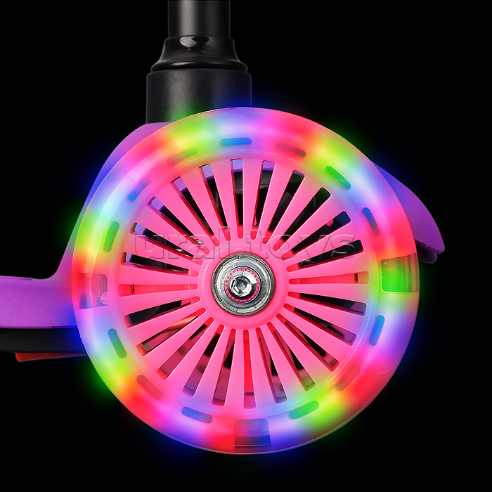 Самокат 3-х колесный ROCKET,колеса PU со светом, светящаяся стойка, ABEC 7, фиолетовый