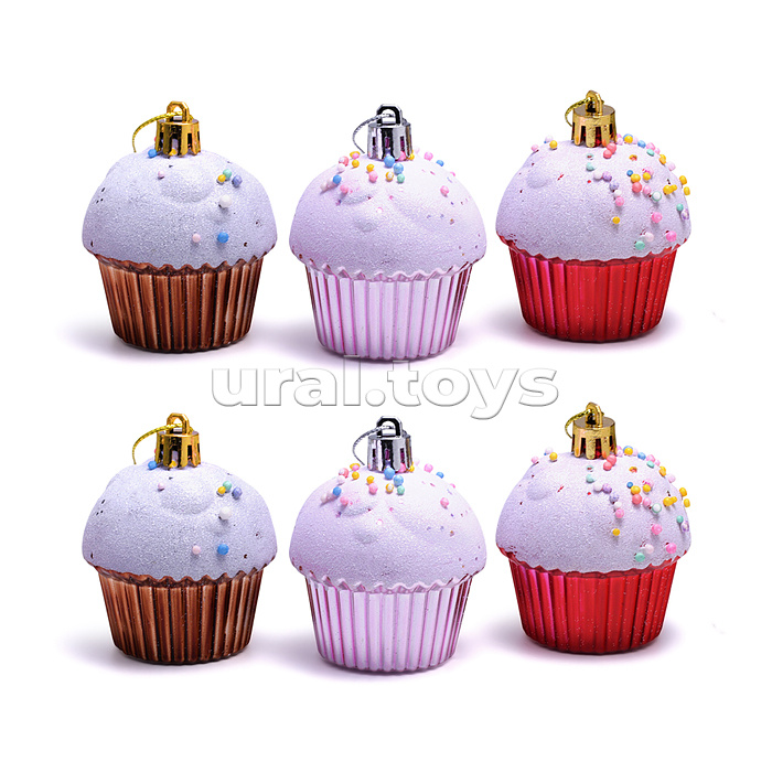 Набор новогодних украшений "Кексики" (6шт х 6см)